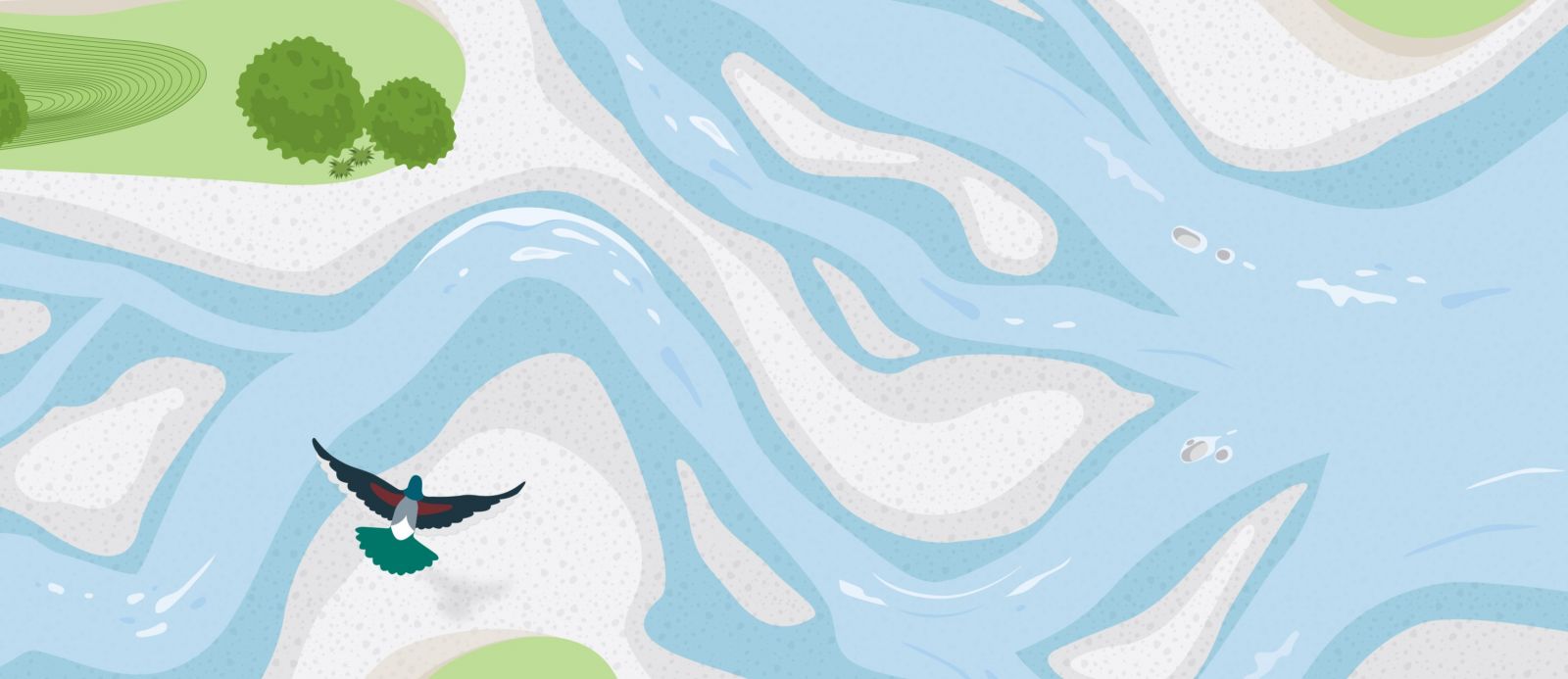 Graphic illustration of a braided river
