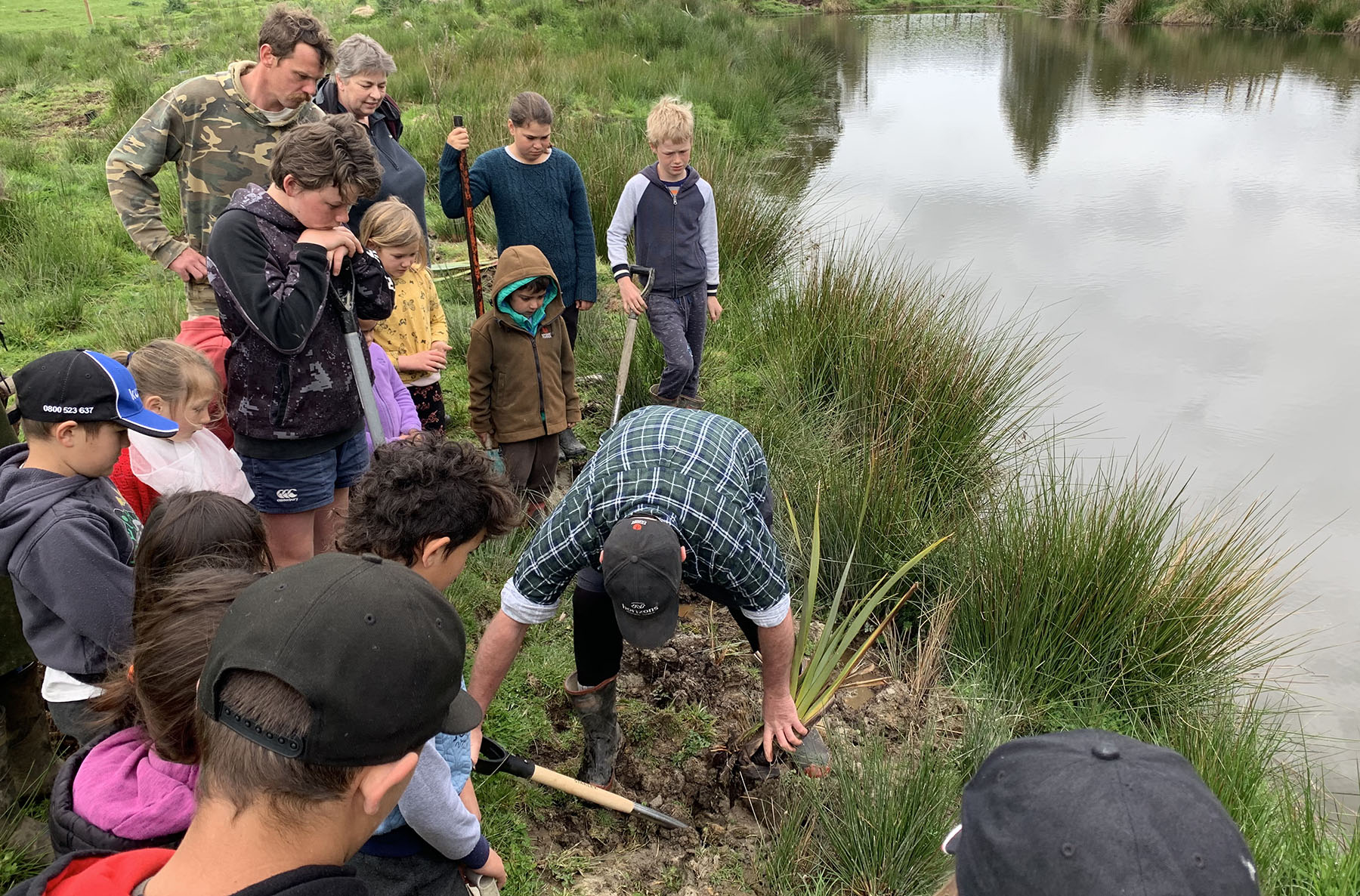 Tokorima School planting around a wetland